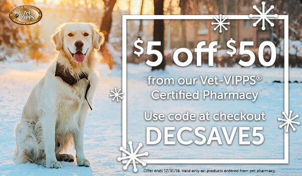 Save $5 off $50 from our Vets-VIPPS Certified Pharmacy