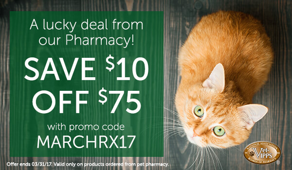 Save $10 off $75 from our Vets-VIPPS Certified Pharmacy